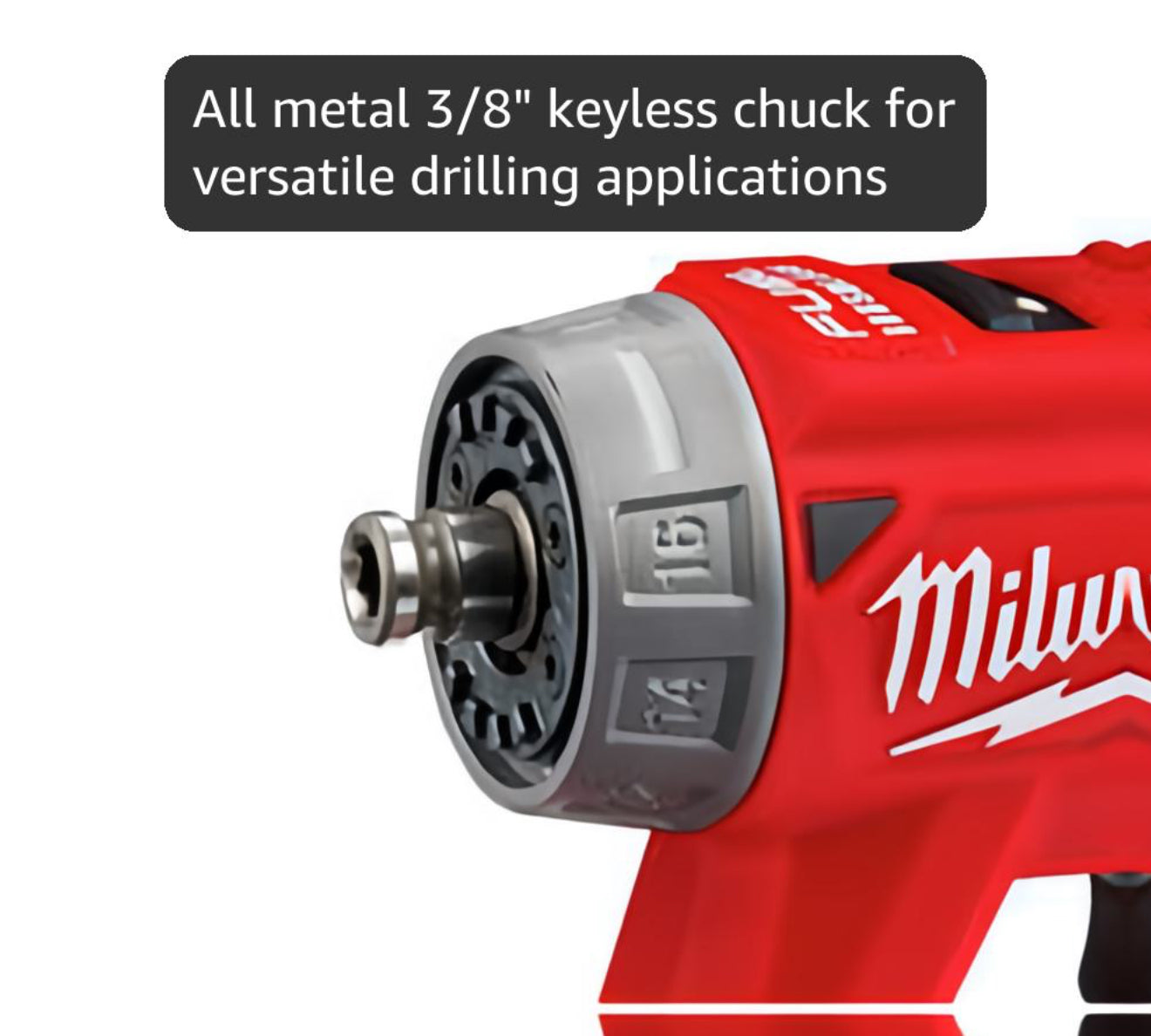 Kit de taladro atornillador de instalación 4 en 1 Milwaukee M12 Fuel de 3/8 pulgadas con 4 cabezales de herramientas (2505-22)