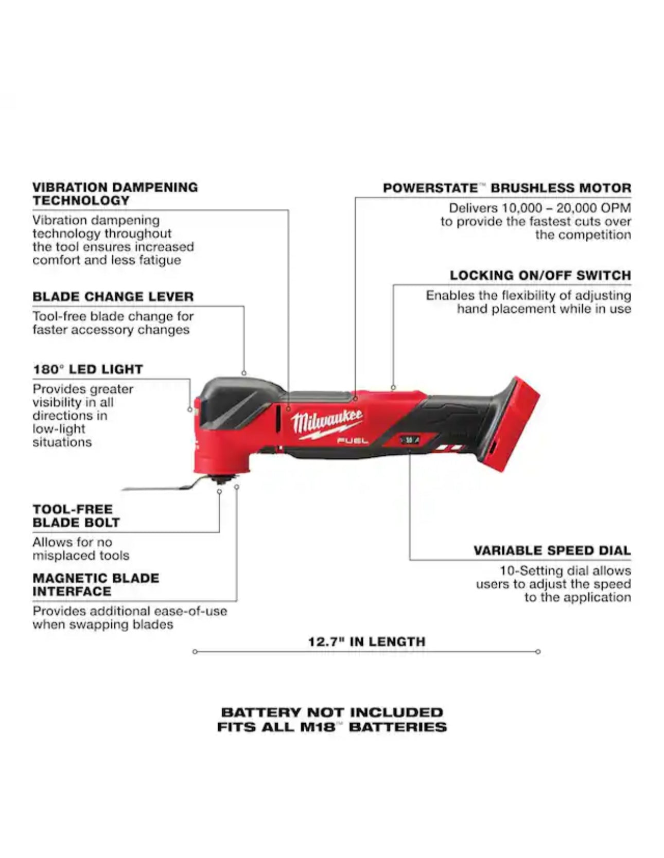 Milwaukee M18 FUEL Oscillating Multi-Tool No Retail Packaging (2836-20)