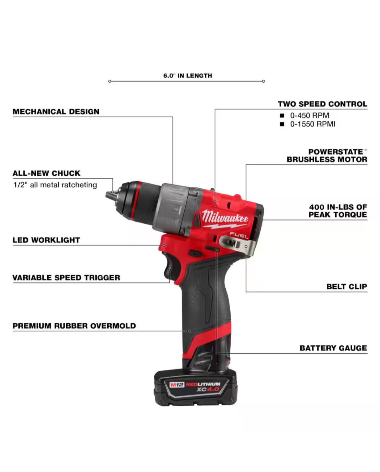 Kit combinado de taladro percutor de combustible y destornillador de impacto Milwaukee M12 (3497-22)