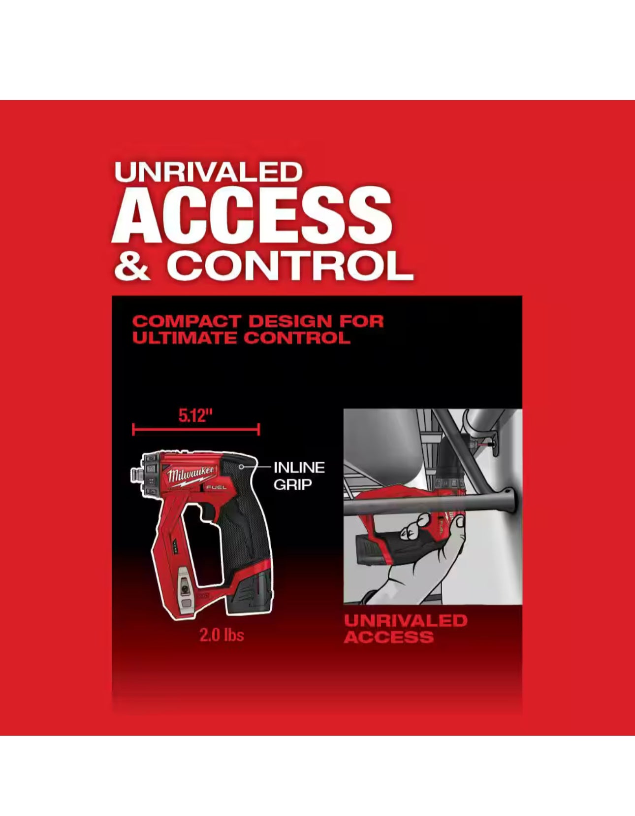 Taladro atornillador de instalación de COMBUSTIBLE Milwaukee de 3/8” M12 (2505-20)