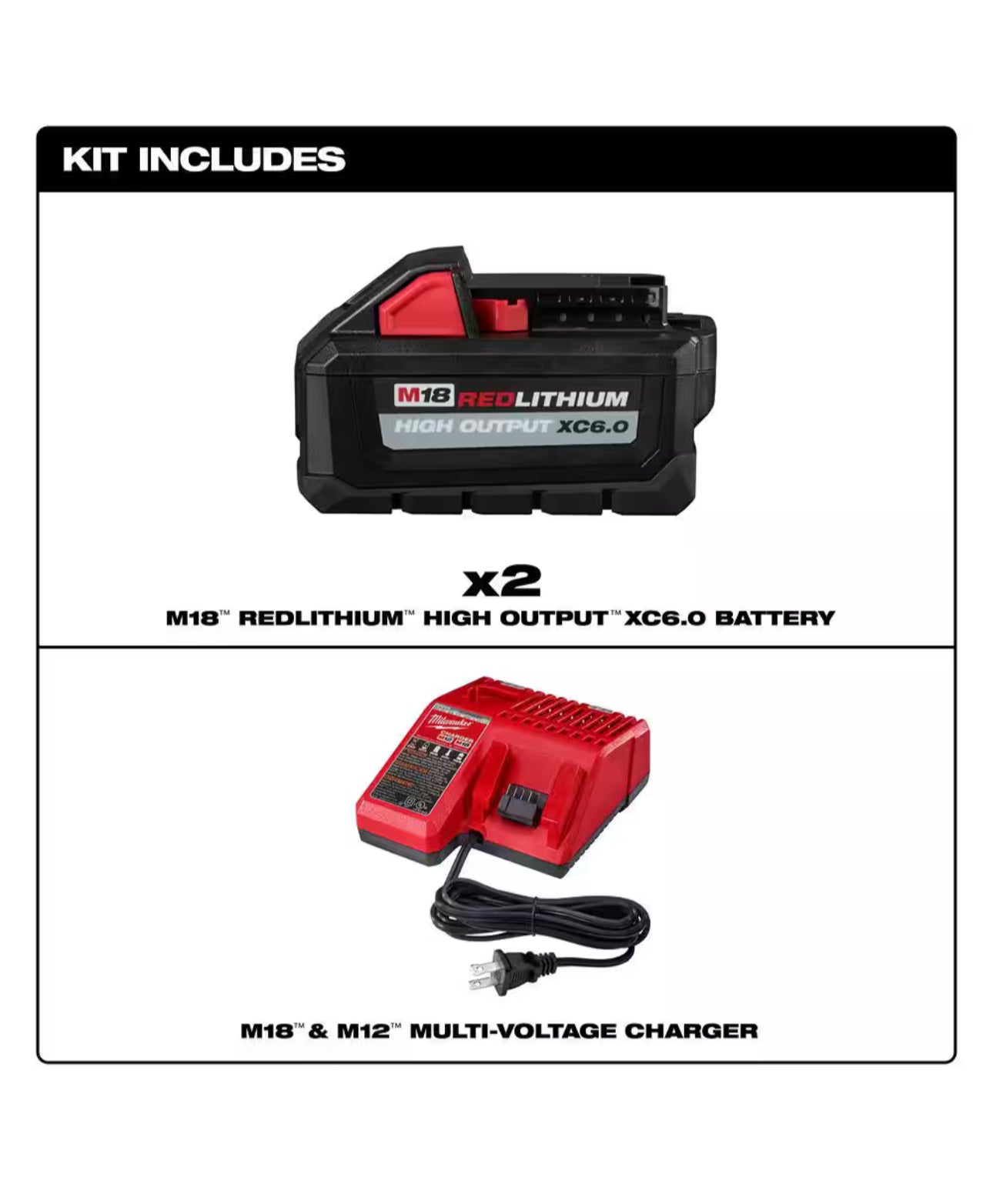 Milwaukee M18 High Output Starter Kit with two 6.0 Ah Batteries and Charger