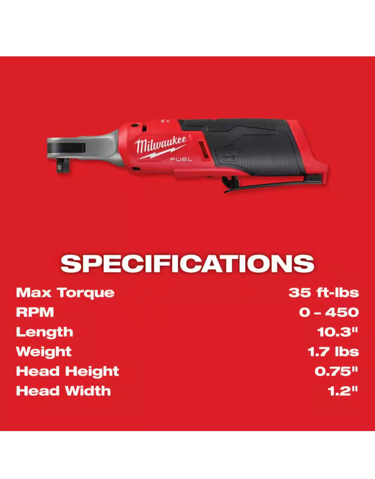 Trinquete Milwaukee M12 Fuel de alta velocidad de 3/8 pulg. (2567-20)