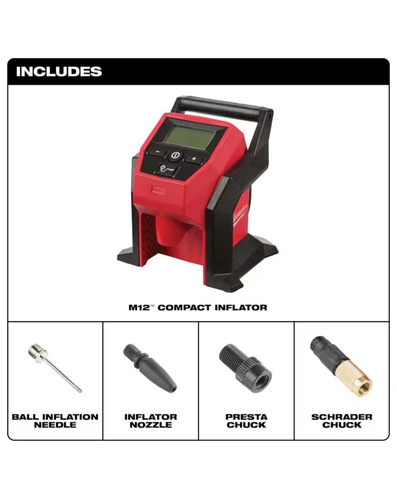 Milwaukee M12 Inflator tool-only (2475-20) No Retail Packaging
