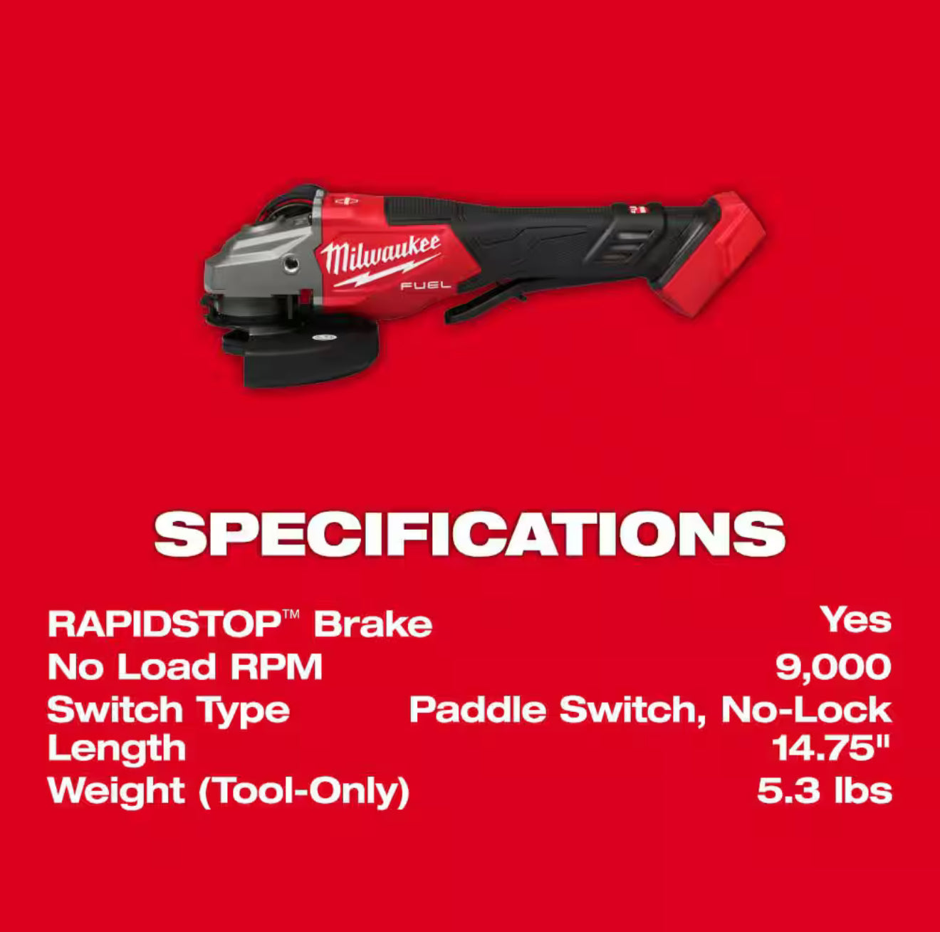 Milwaukee M18 FUEL Cordless 4-1/2 in./6 in. Braking Grinder with Paddle Switch (3670-20)