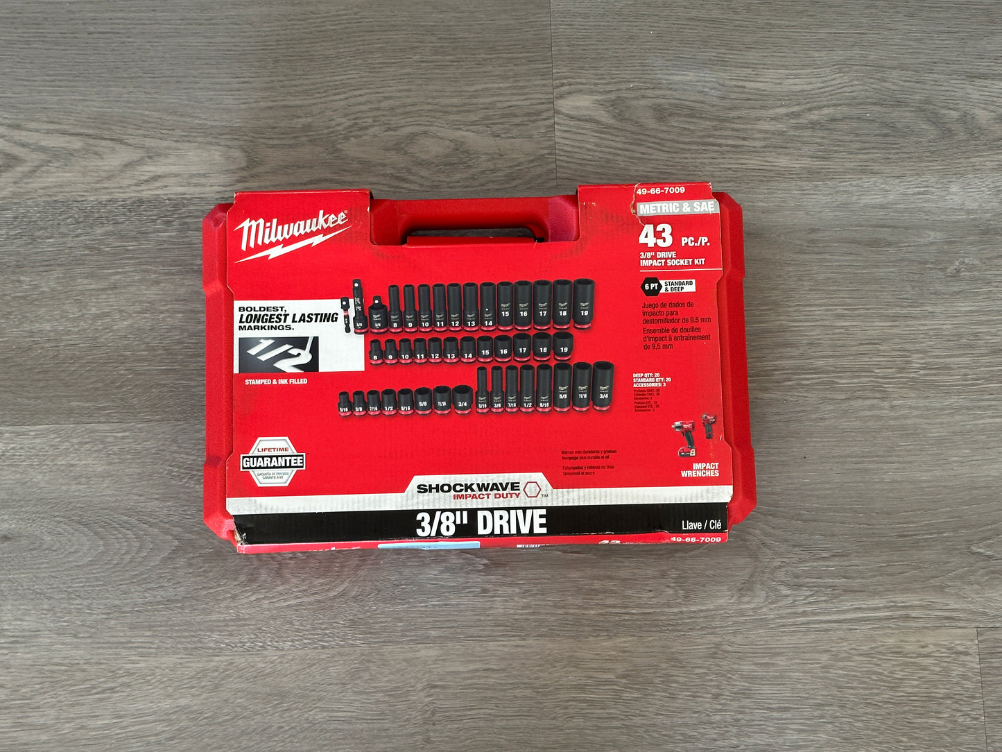 Milwaukee SHOCKWAVE 3/8 in. Drive SAE and Metric 6 Point Impact Socket Set (43-Piece)