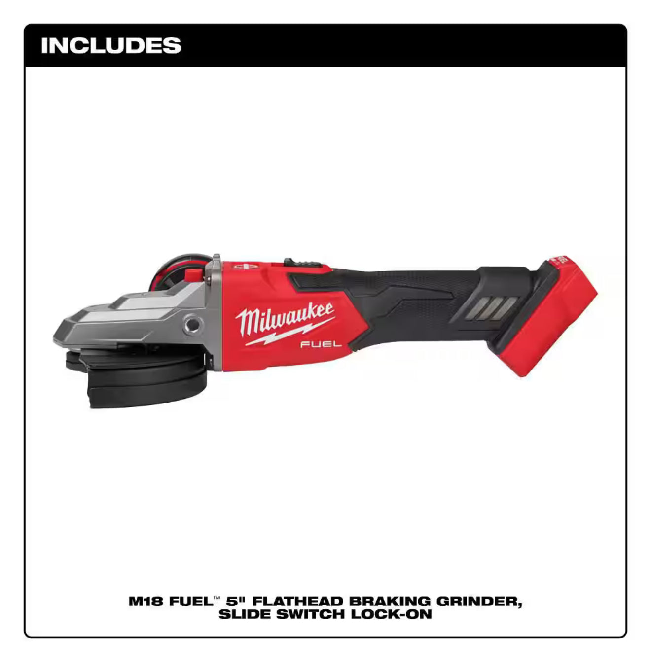 Milwaukee M18 FUEL 5” Flathead Braking Grinder with Slide Switch Lock-On (2887-20)