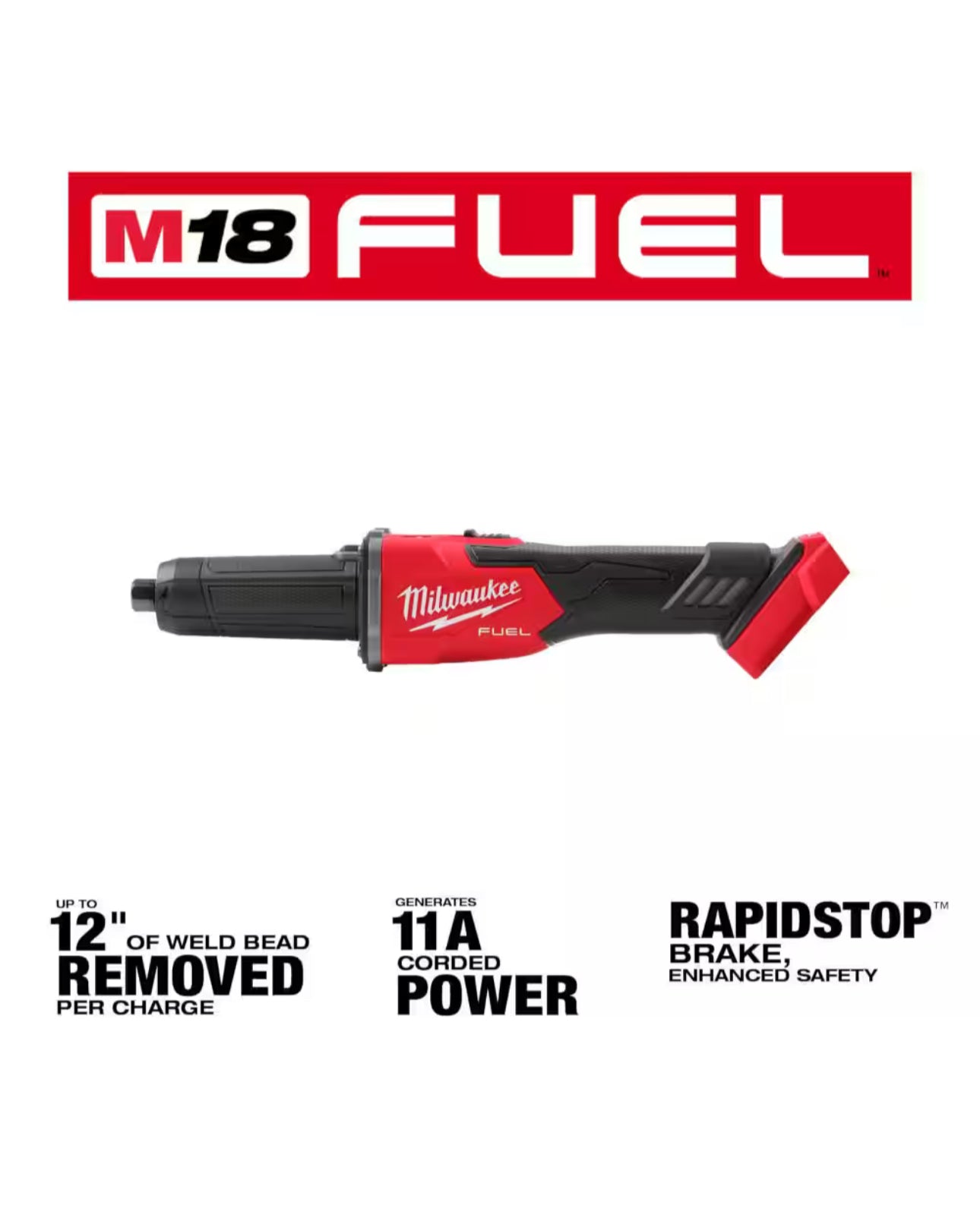 Milwaukee M18 FUEL™ 1/4" Braking Die Grinder, Slide Switch (2939-20)