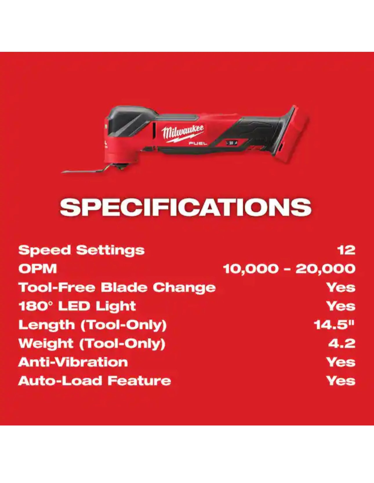 Milwaukee M18 FUEL Oscillating Multi-Tool No Retail Packaging (2836-20)
