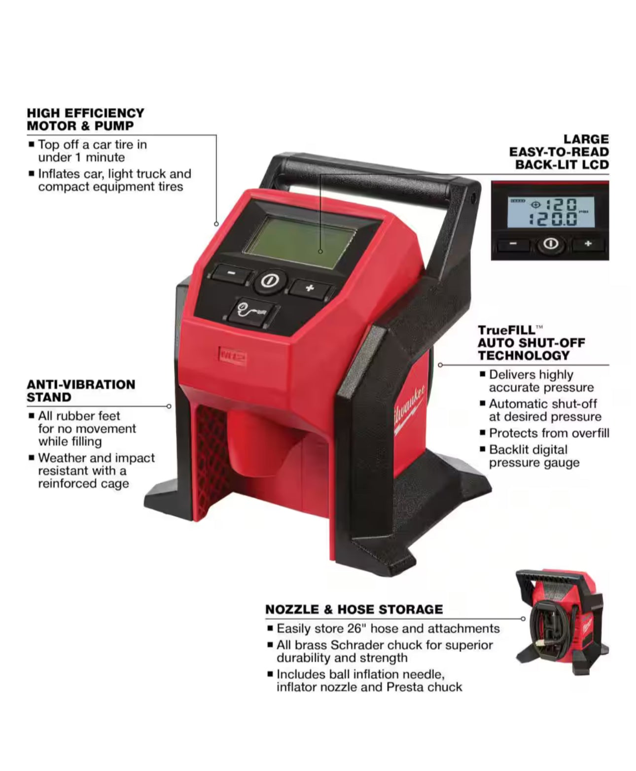 Milwaukee M12 Inflator tool-only (2475-20) No Retail Packaging