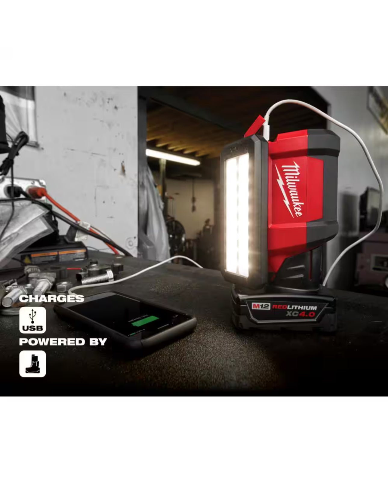 Milwaukee M12 ROVER Service and Repair Flood Light with USB Charging (2367-20)