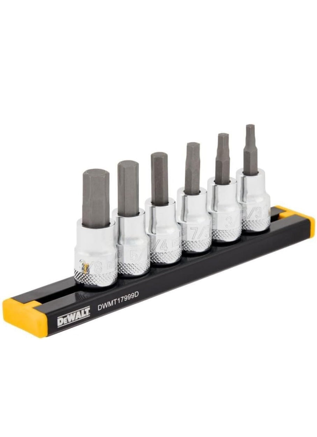 Juego de dados hexagonales SAE con accionamiento de 3/8” DEWALT (6 piezas)