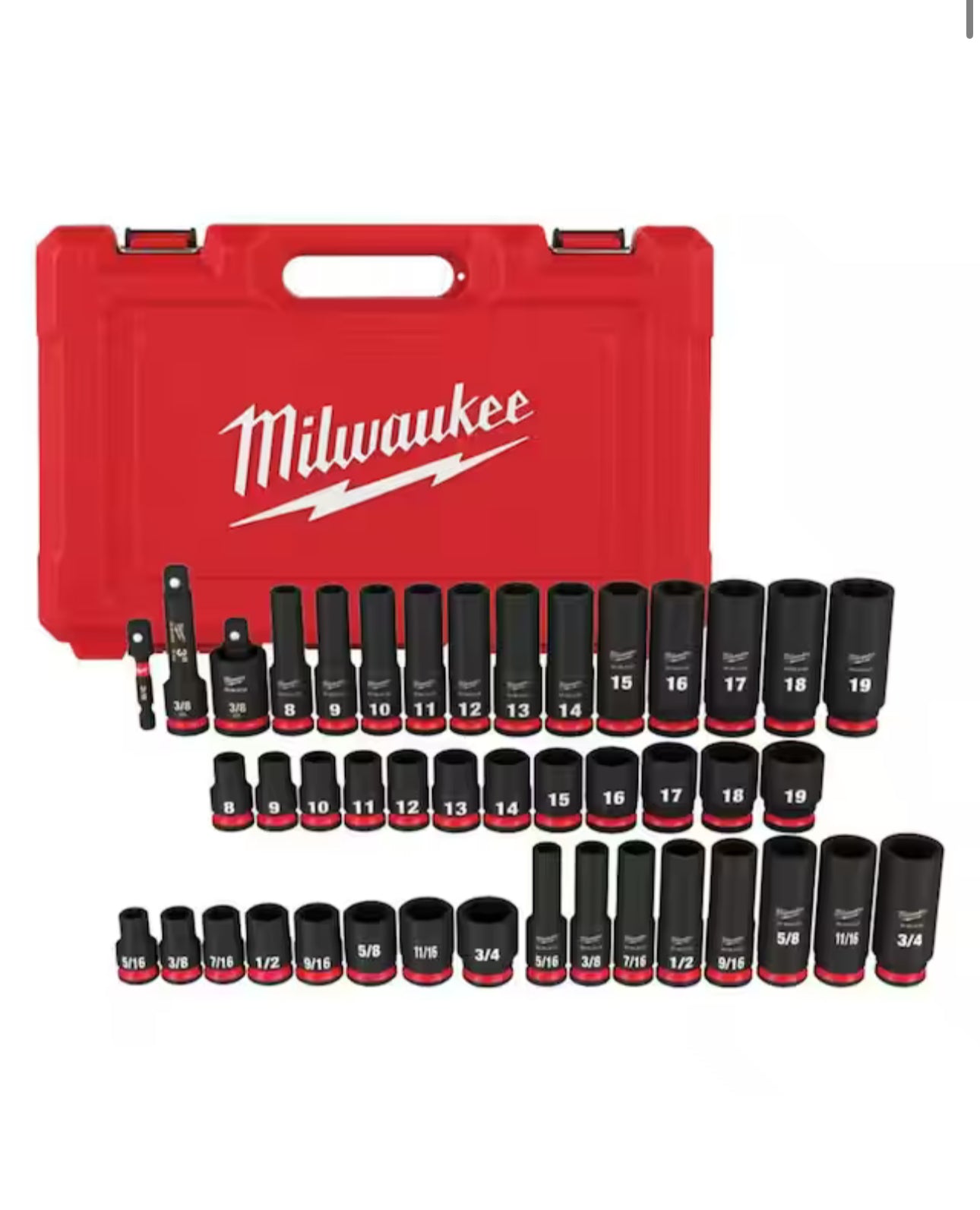 Milwaukee SHOCKWAVE 3/8 in. Drive SAE and Metric 6 Point Impact Socket Set (43-Piece)