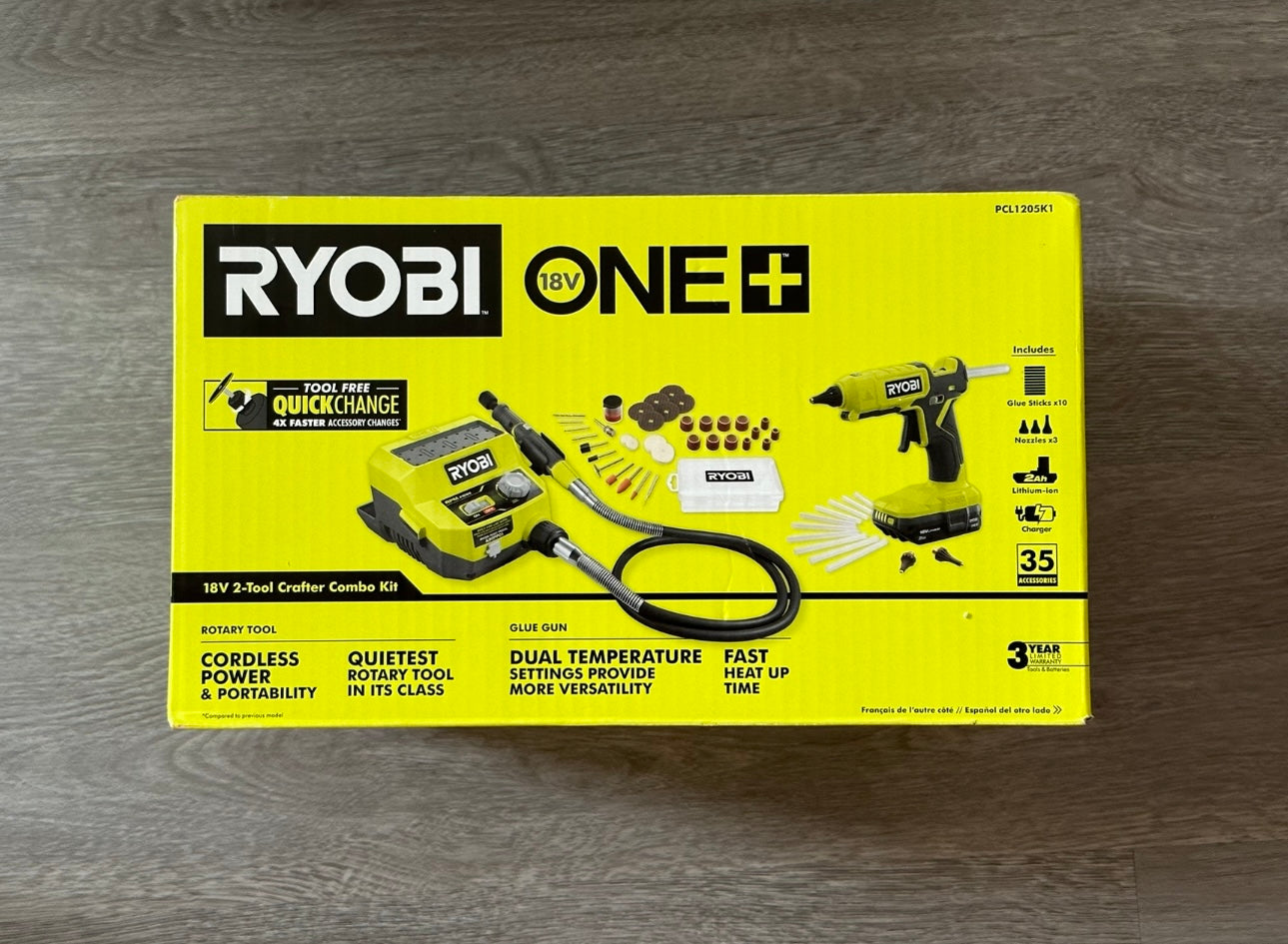 RYOBI one+ Rotary Tool Station mit Heißklebepistolen-Set