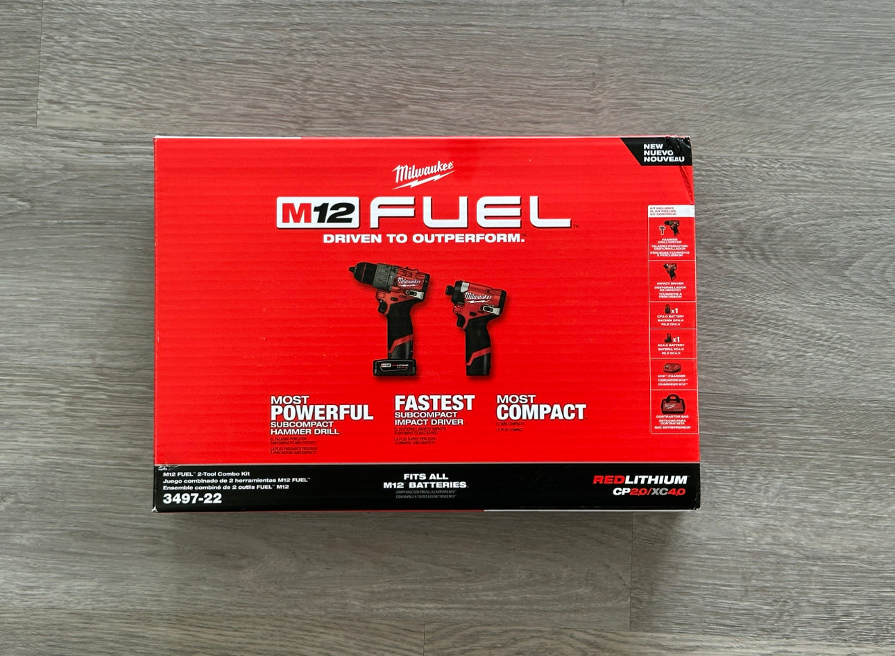 Kit combinado de taladro percutor de combustible y destornillador de impacto Milwaukee M12 (3497-22)