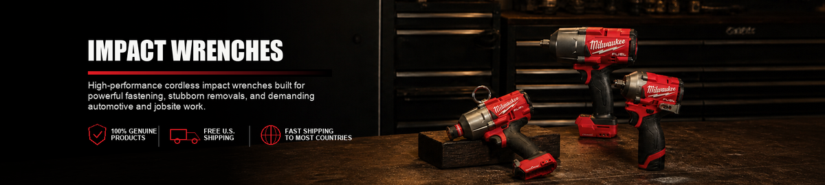 Milwaukee cordless impact wrenches for automotive repair, heavy-duty fastening, construction, and professional maintenance applications.