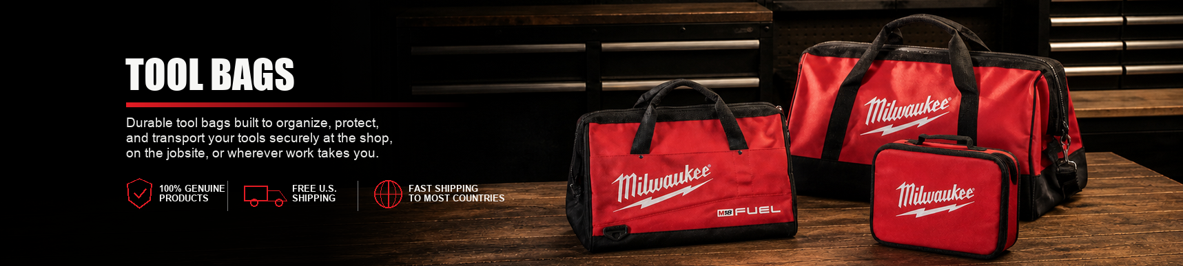 Tool bags designed for organizing, protecting, and transporting professional tools and everyday jobsite equipment.