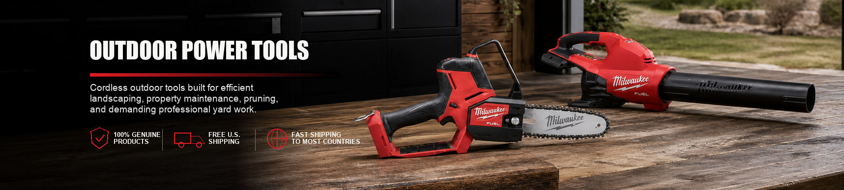 Genuine cordless outdoor power tools for lawn care and landscaping from Mike Resells.