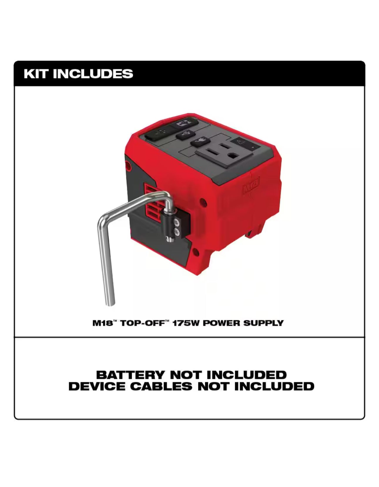 Milwaukee M18 175-Watt Powered Compact Inverter (2846-20) No Wraparound