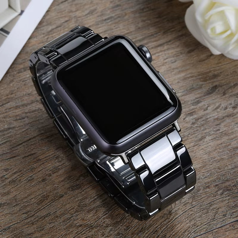 Ceramic Strap for  Watch Band 44Mm 40Mm 45Mm 42Mm 38 41 Butterfly Buckle Bracelet Iwatch Series 6 Se 7 8 9 Ultra 49Mm Band