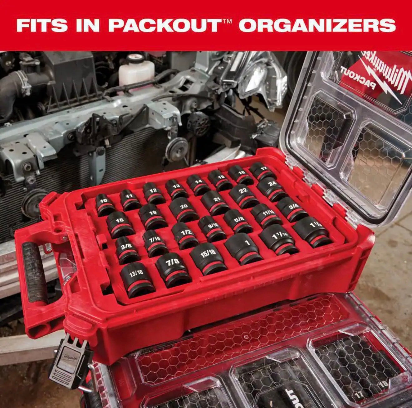 Milwaukee Impact-Duty 1/2 in. Drive Metric and SAE Standard Impact PACKOUT Socket Set (27-Piece)