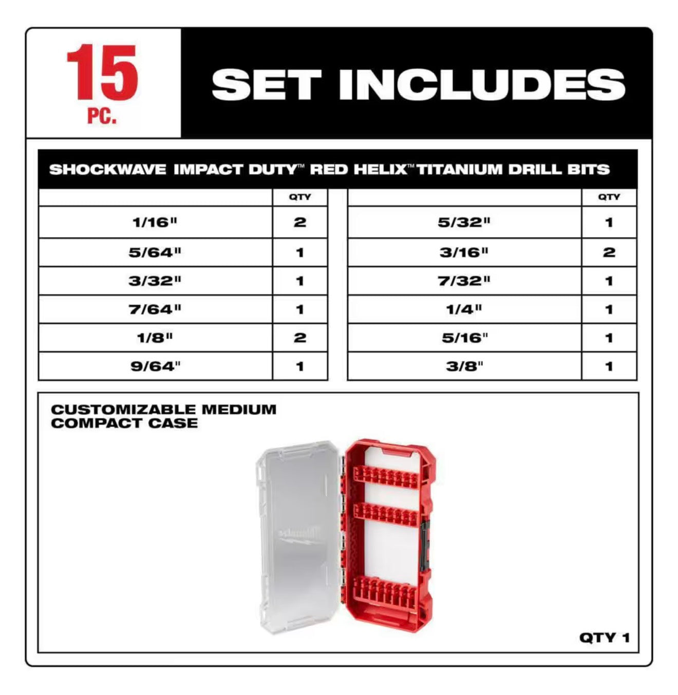 SHOCKWAVE Impact Duty Titanium Drill Bit Set (15-Piece)