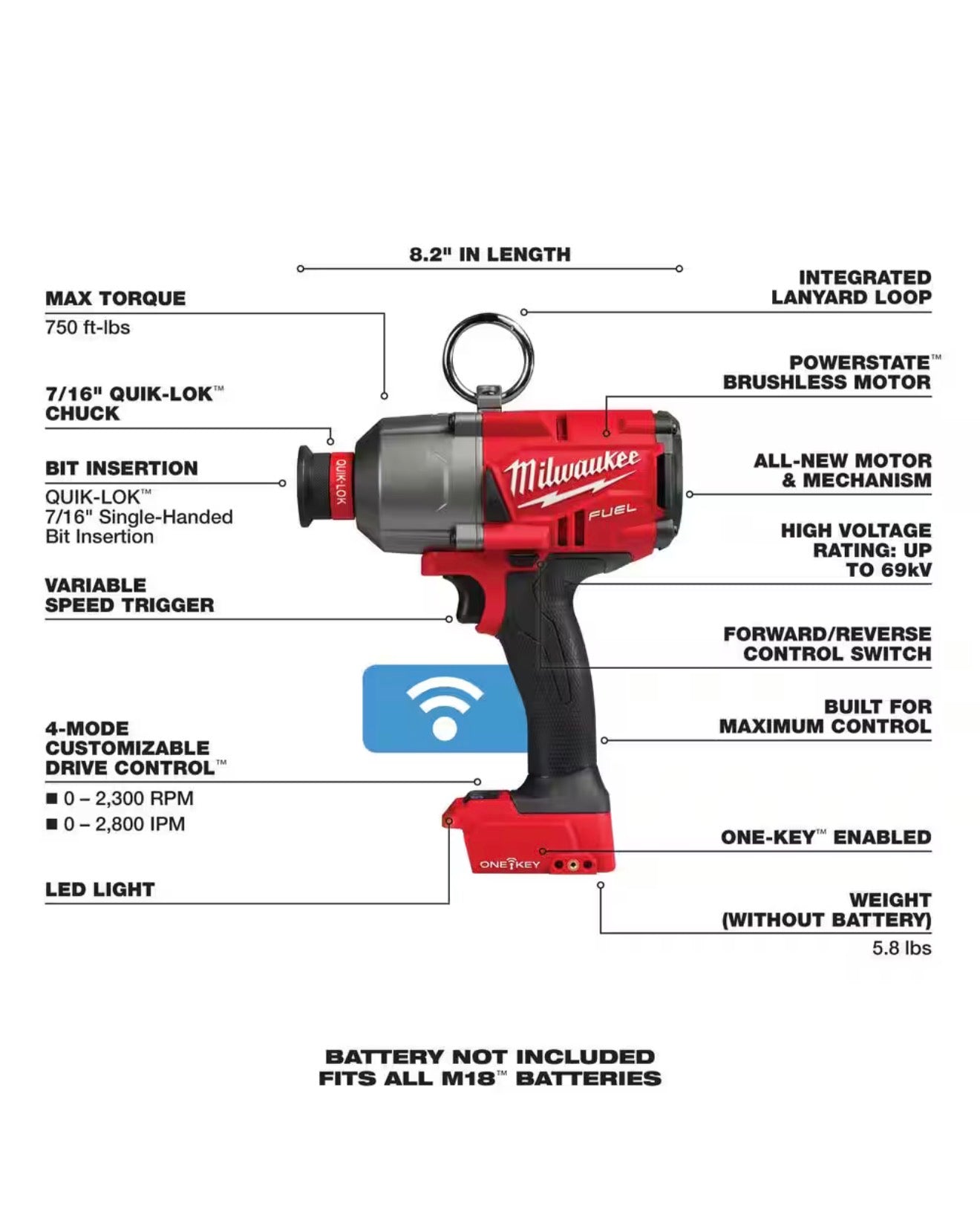 Milwaukee M18 FUEL ONE-KEY 7/16 High Torque Impact Wrench (2865-20)