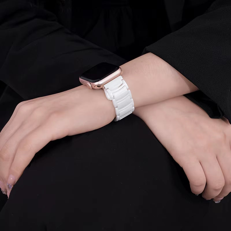 Ceramic Strap for  Watch Band 44Mm 40Mm 45Mm 42Mm 38 41 Butterfly Buckle Bracelet Iwatch Series 6 Se 7 8 9 Ultra 49Mm Band