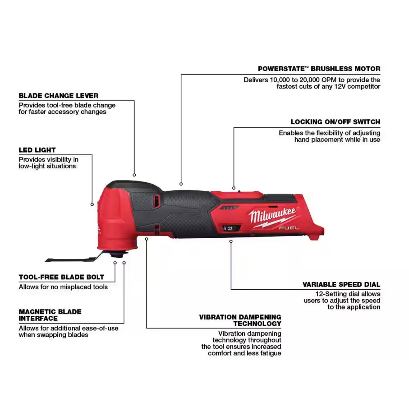 Milwaukee M12 FUEL Oscillating Multi-Tool Kit (2526-21XC)