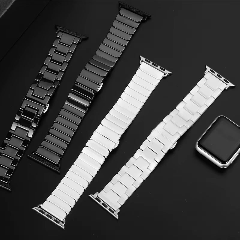 Ceramic Strap for  Watch Band 44Mm 40Mm 45Mm 42Mm 38 41 Butterfly Buckle Bracelet Iwatch Series 6 Se 7 8 9 Ultra 49Mm Band