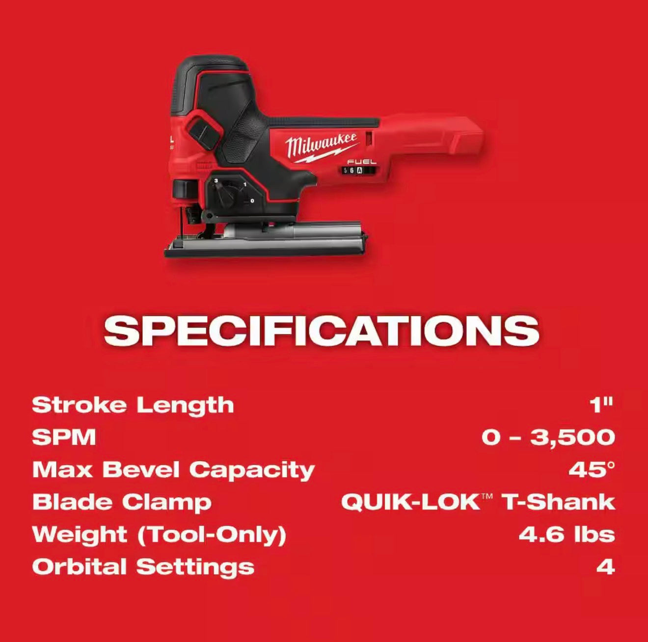 Milwaukee M18 FUEL Brushless Cordless Barrel Grip Jig Saw (2737B-20)