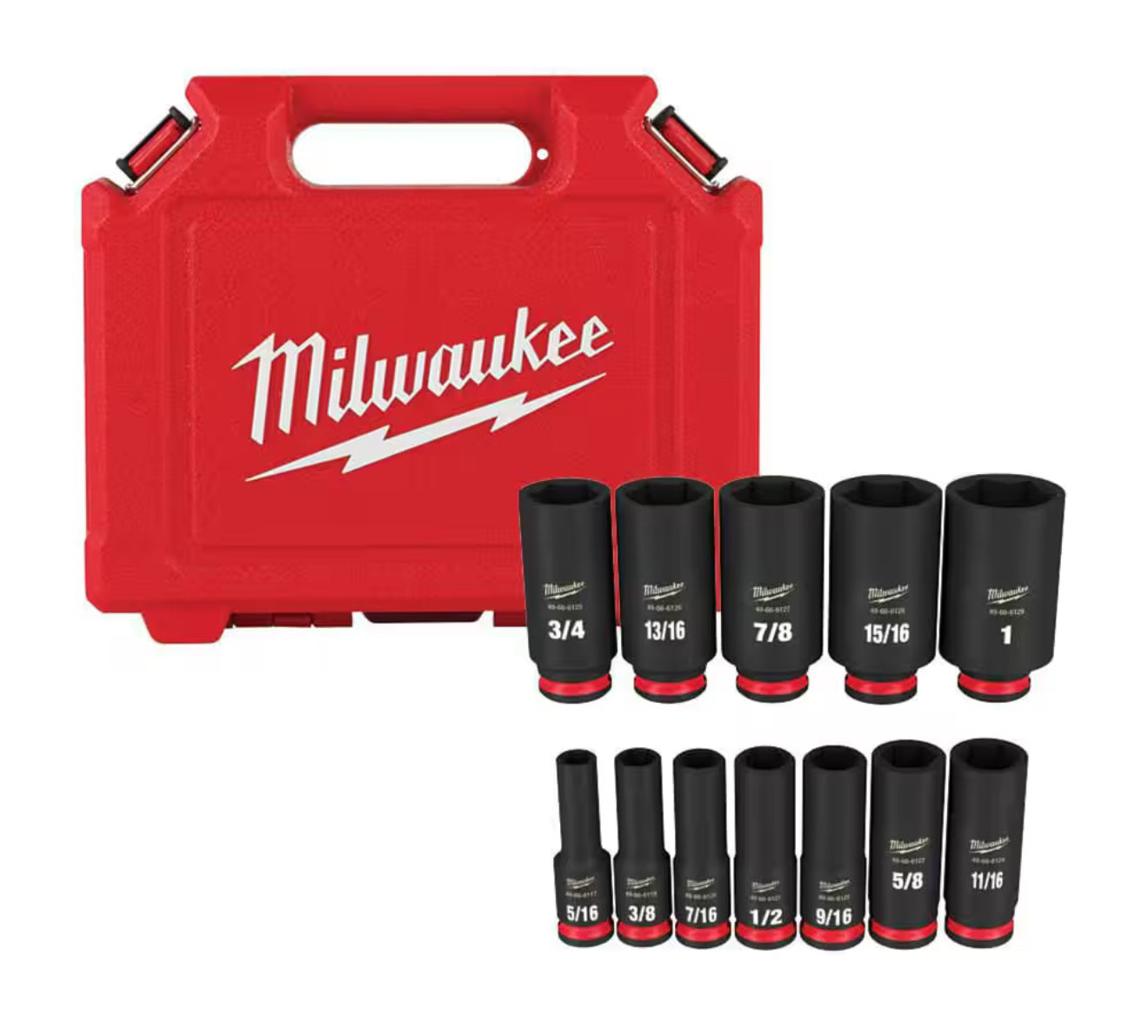 Milwaukee SHOCKWAVE 3/8” Drive Deep Well 6 Point Impact Socket Set (12-Piece)