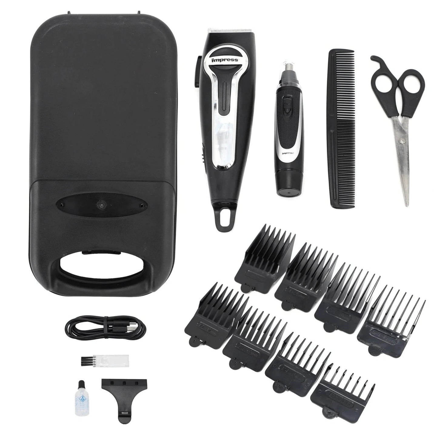Impress 18-Pce Rechargeable Hair Clipper and Nose Trimmer Set