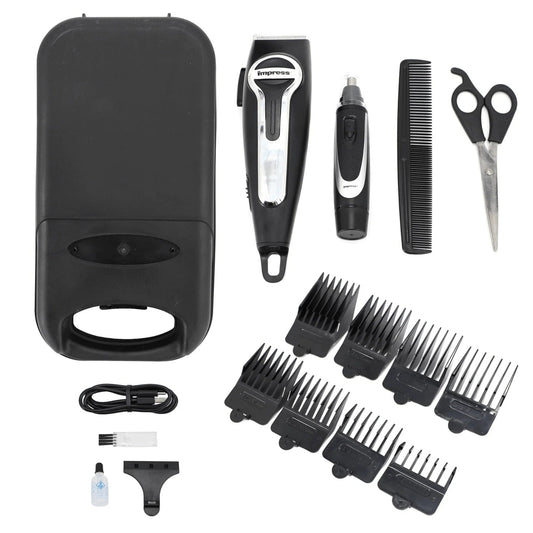 Impress 18-Pce Rechargeable Hair Clipper and Nose Trimmer Set
