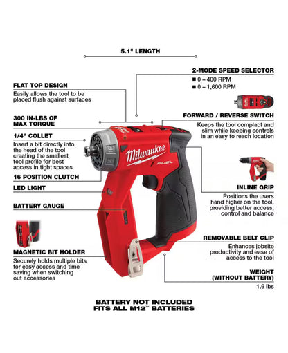 Milwaukee 3/8" M12 FUEL Installationsbohrschrauber (2505-20) 
