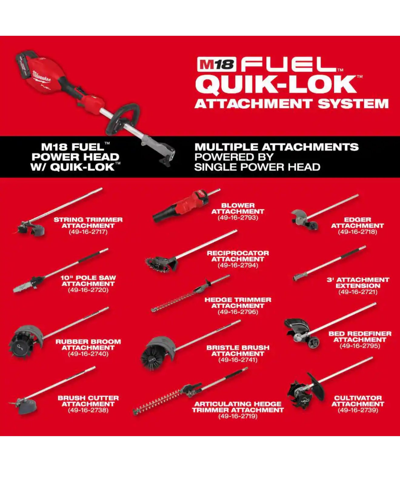 Milwaukee M18 FUEL Hedge Trimmer Attachment for Milwaukee QUIK-LOK Attachment System