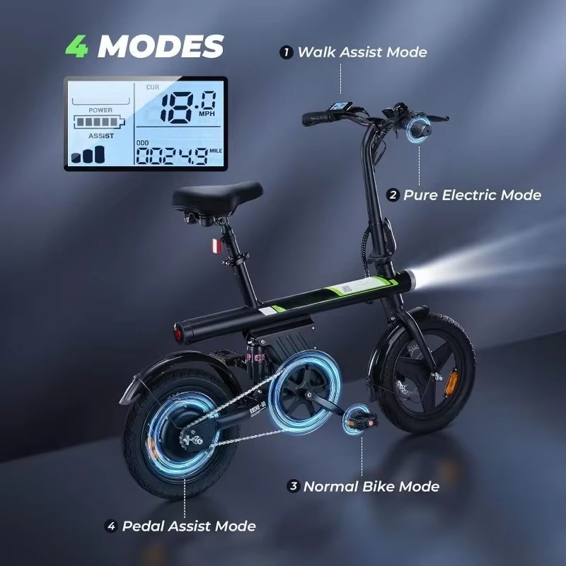 Authenticity Guarantee.Adult Electric Bike 500W Motor, 20 Mph Folding Electric Bike, 14 Inch Adult Electric Bikeusa