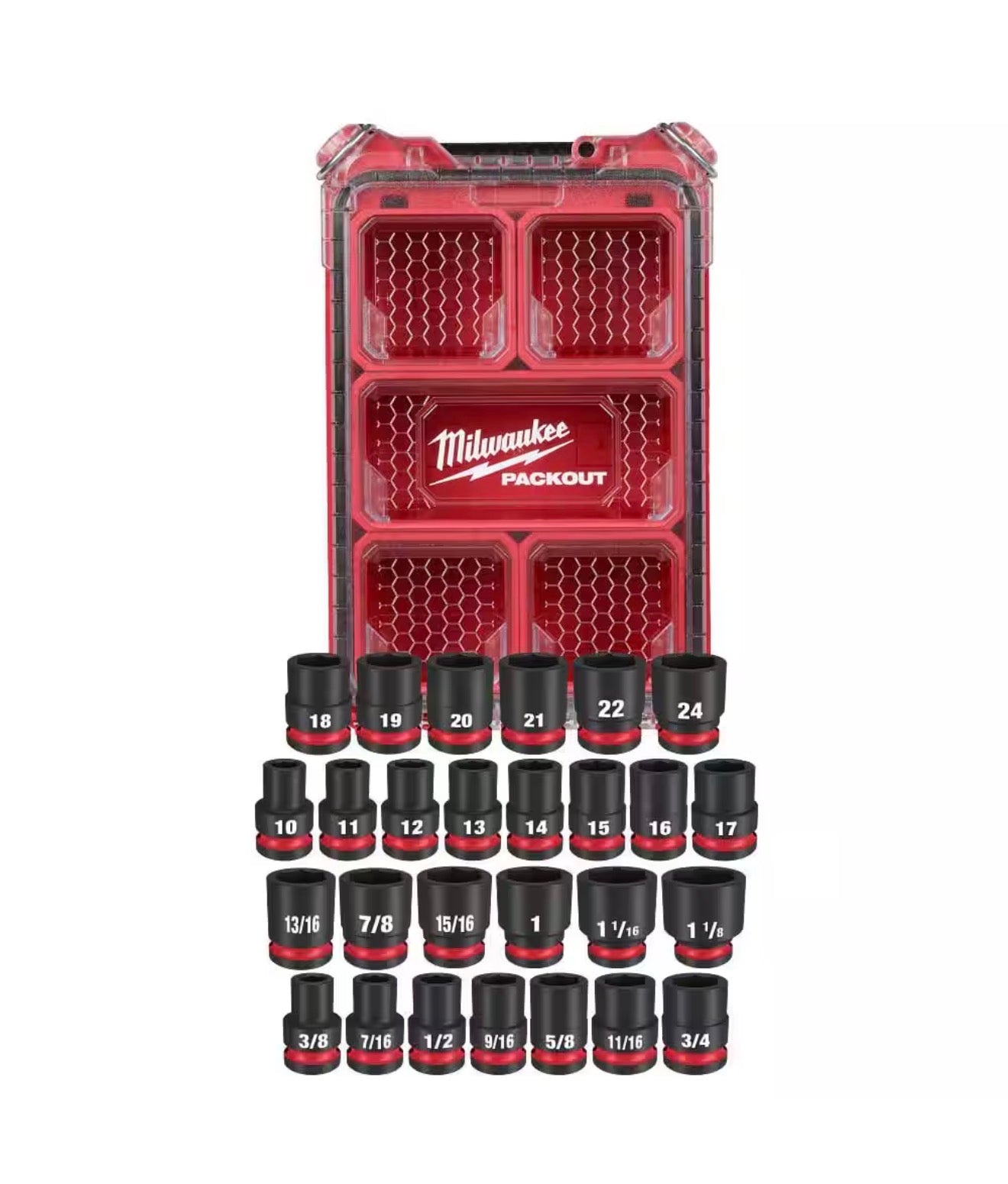 Milwaukee Impact-Duty 1/2 in. Drive Metric and SAE Standard Impact PACKOUT Socket Set (27-Piece)