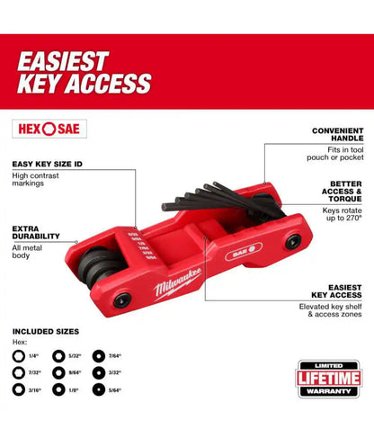 Milwaukee 17-Key Folding Hex Key Set – SAE & Metric