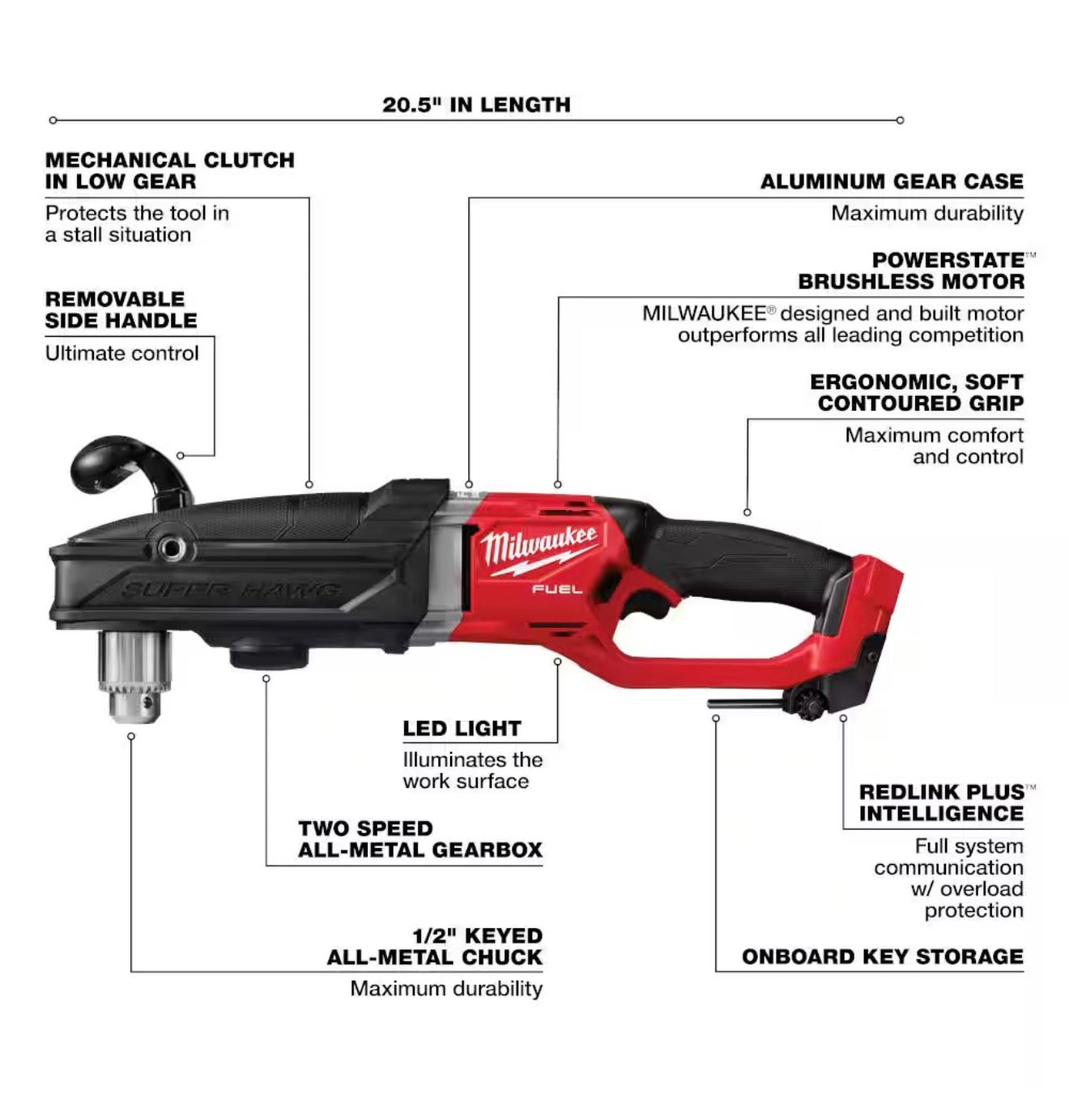 Milwaukee M18 FUEL GEN 2 SUPER HAWG 1/2 in. Right Angle Drill (2809-20)