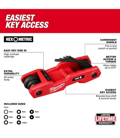 Milwaukee 17-Key Folding Hex Key Set – SAE & Metric