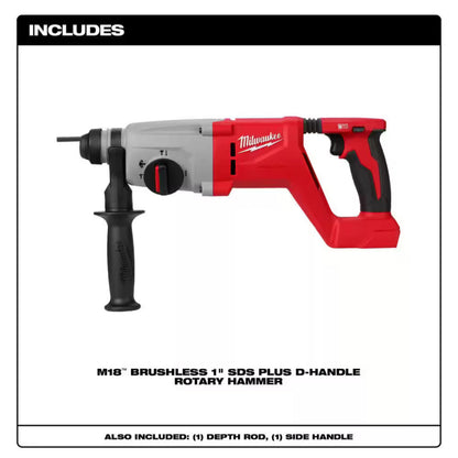 Milwaukee M18 cordless D-handle rotary hammer side view