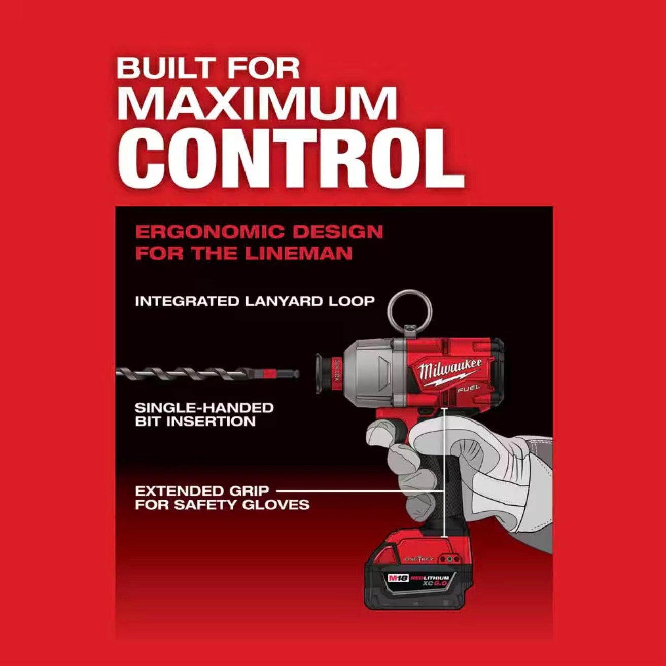 Milwaukee 2865-20 Professional 7/16 in. Hex Impact Wrench for Utility, Transmission, and Distribution Work