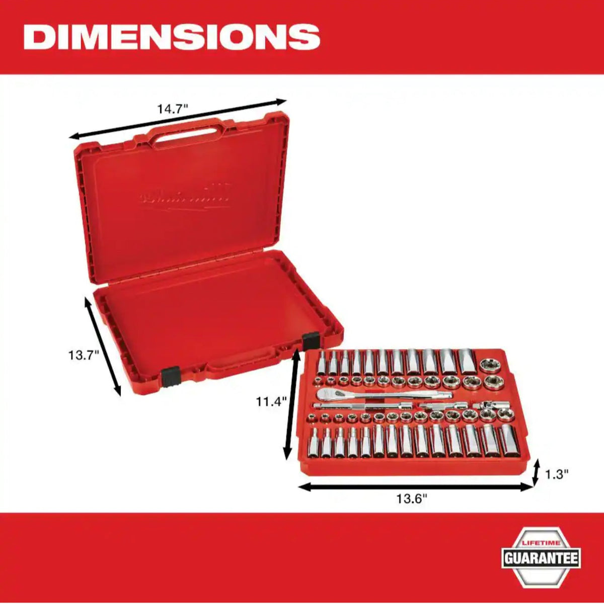 Milwaukee 56-Piece 3/8 in. Drive Socket Set with SAE and Metric Sockets for Professional Mechanics