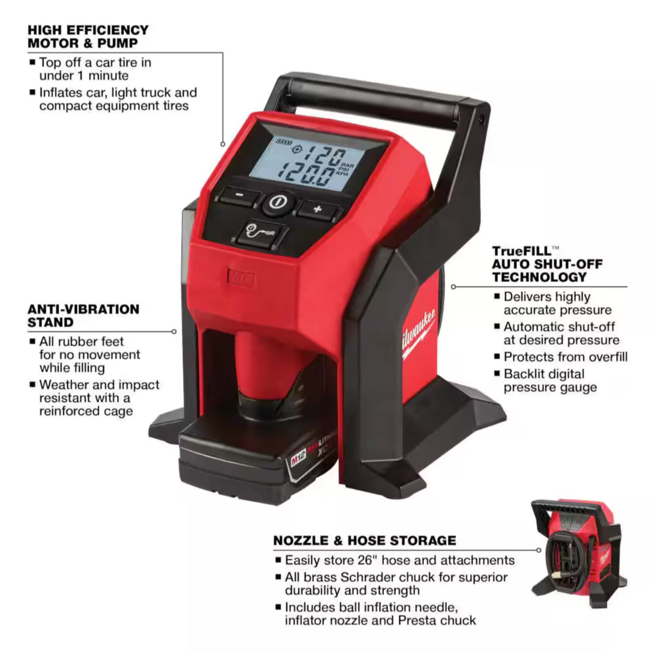 Milwaukee M12 120 PSI Air Inflator Kit