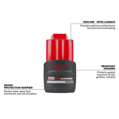Milwaukee M12 2.5 Ah HIGH OUTPUT Battery