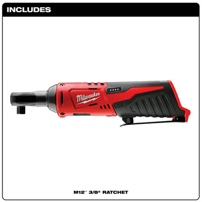 Milwaukee M12 3/8 in. Cordless Ratchet 2457-20 with REDLINK Intelligence and LED Work Light