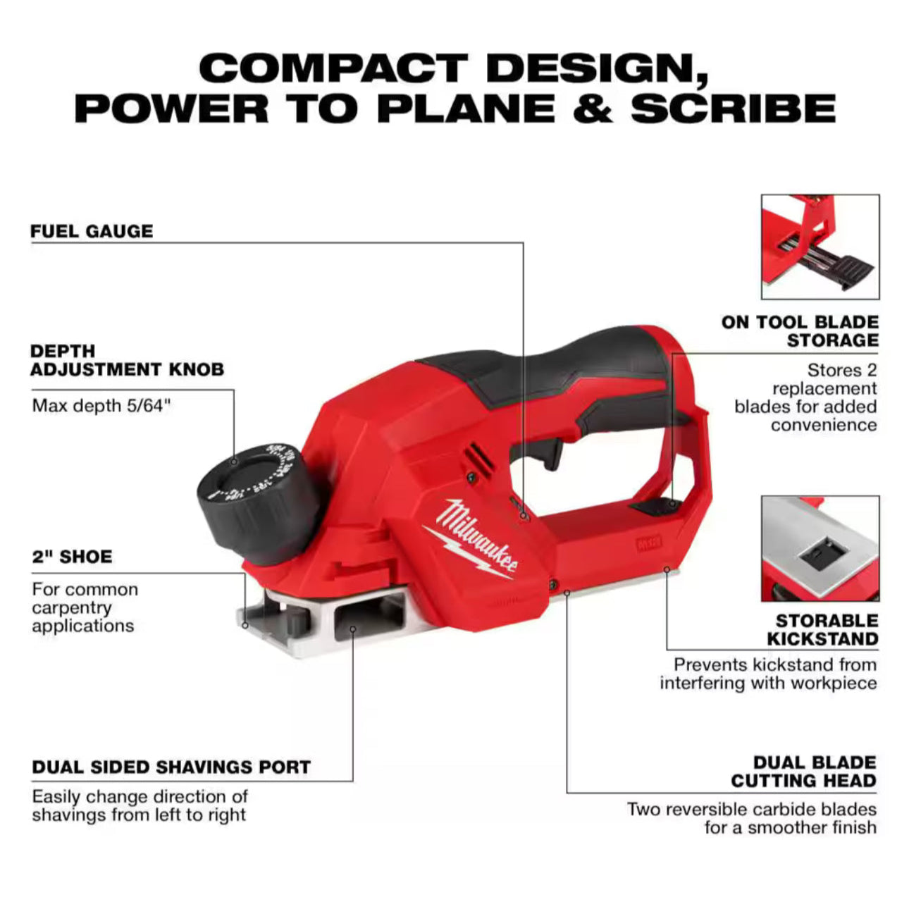 Milwaukee M12 Brushless Planer Tool Only