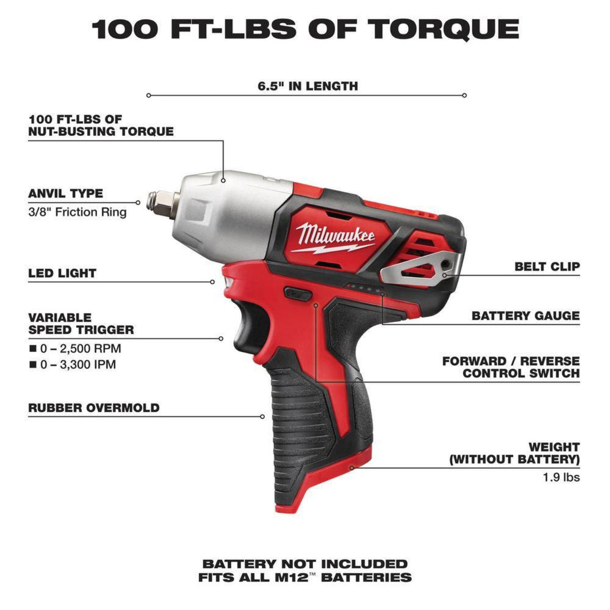 Milwaukee M12 Cordless 3/8 in. Ratchet 2463-20