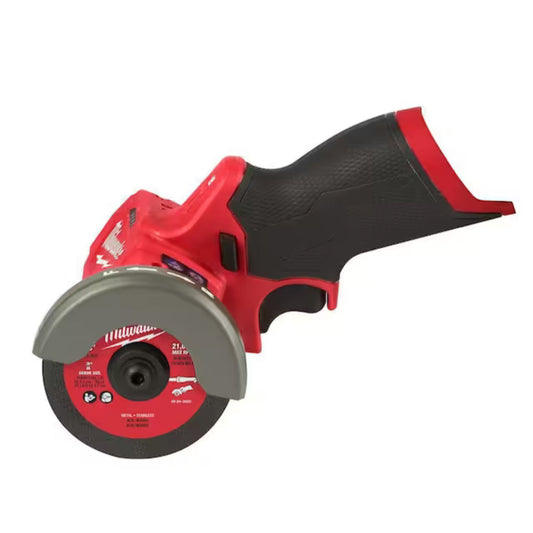 Red and black circular saw on a white background