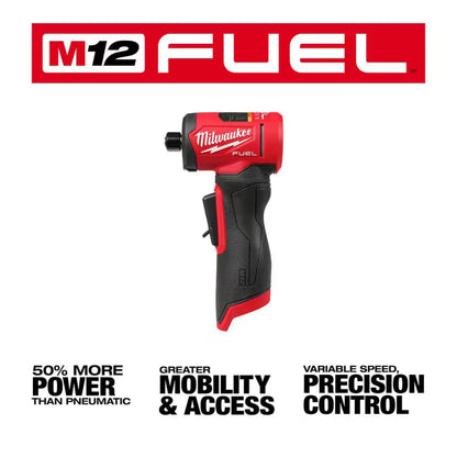 Milwaukee M12 FUEL™ 1/4" Right Angle Die Grinder 3485-20 with POWERSTATE™ Brushless Motor, 20,000 RPM, and 4-Mode RPM Control.